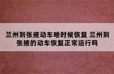 兰州到张掖动车啥时候恢复 兰州到张掖的动车恢复正常运行吗